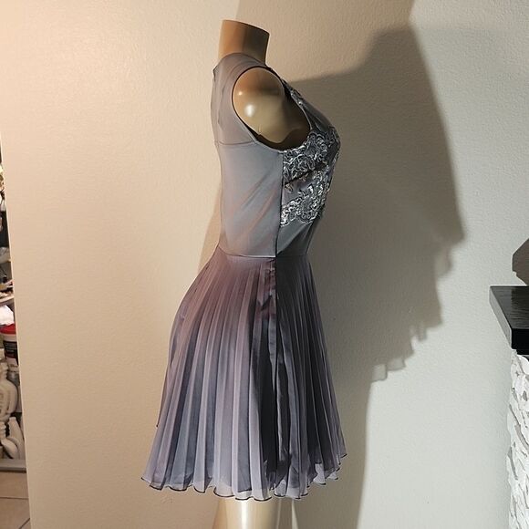 BRAND NEW AX PARIS PLEATED SLEEVELESS LACE DESIGN EMBELLISHMENTS MINI DRESS - Picture 6 of 16